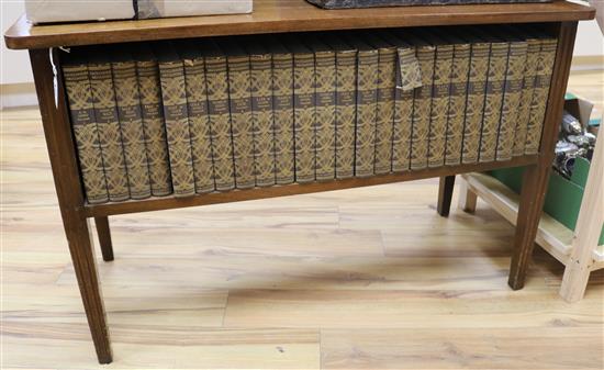 A set of Encyclopaedia Britannica, 14th edition, in mahogany table bookcase